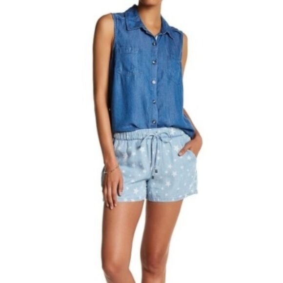 Splendid Star Print Chambray Shorts - Picture 1 of 4